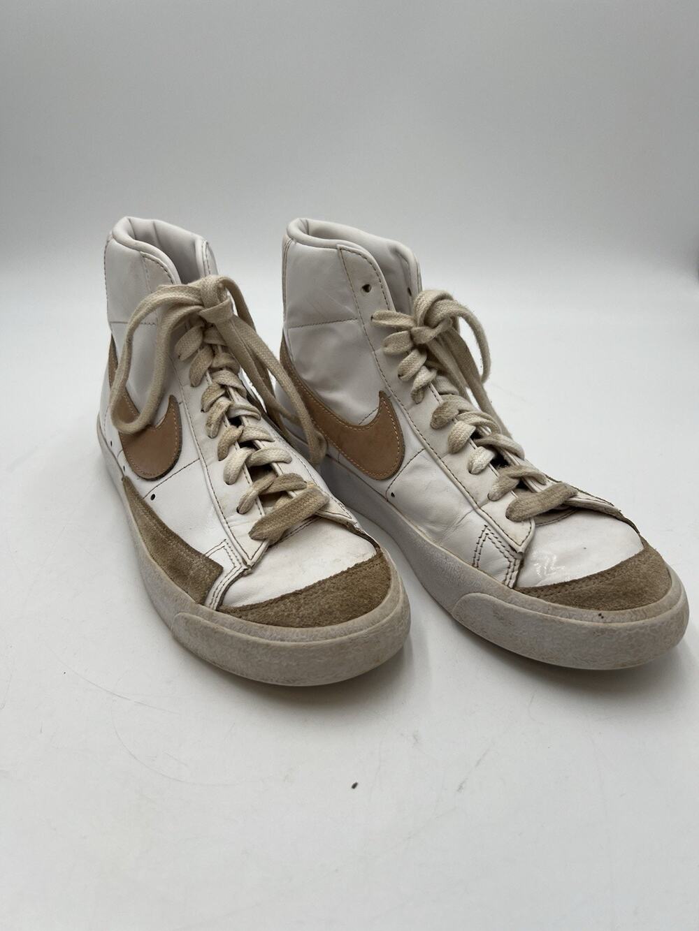 Nike Blazer Mid '77 White Tan Leather High Top Sneakers Women's 8.5 CZ1055-118